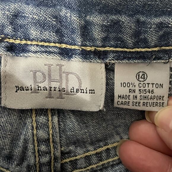 PHD Paul Harris Jeans Sz 14 Blue Vintage 80s Denim Midrise Capri Ribbon Trim - Picture 8 of 9